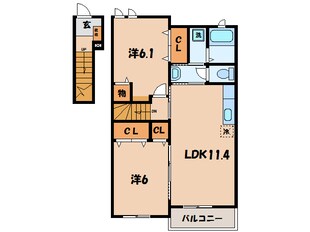 幸田駅 徒歩19分 2階の物件間取画像